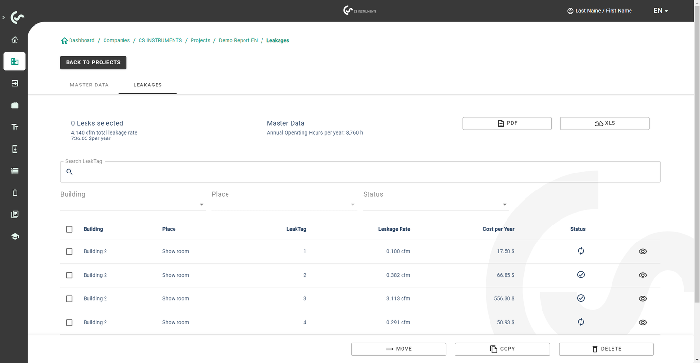 CS Leak Reporter V2 - reporting software for LD 500/510 and LC 600
