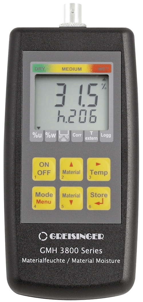 Resistive material moisture and temperature measuring device