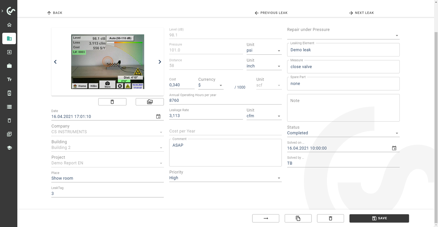 CS Leak Reporter Cloud solution - for LD 500/510 and LC 600